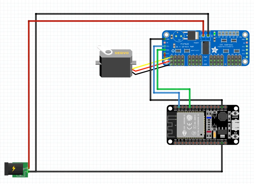 PCA9685 16-Channel 12-bit PWM/Servo Driver wiring with ESP32