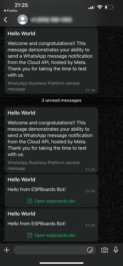 WhatsApp Messages from the API