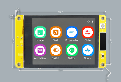 CYD ESP32-2432S032 dimensions - height, width