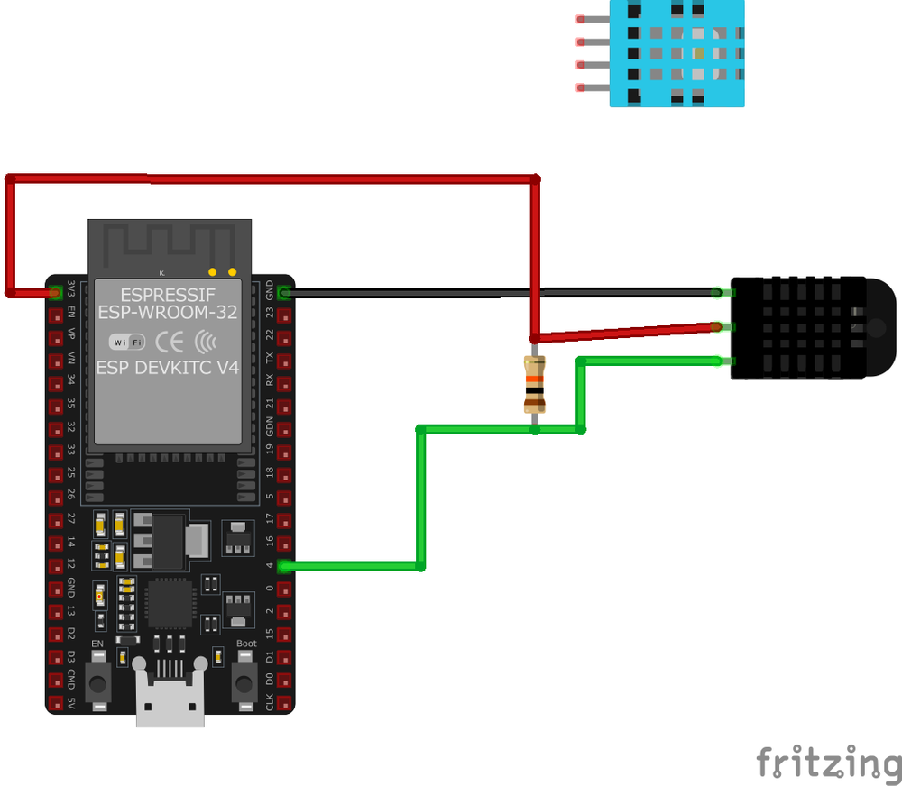 DHT21 / AM2301A Temperature and Humidity Sensor wiring with ESP32