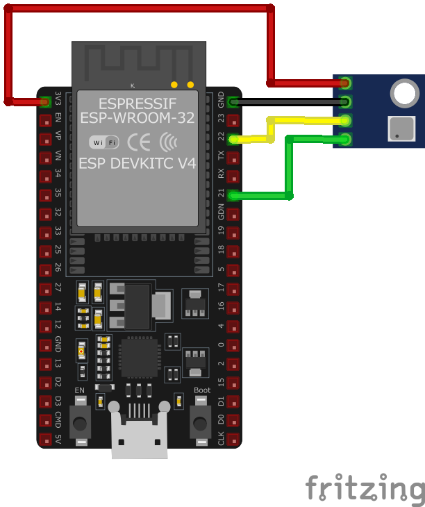 SHT21 / HTU21 / GY-21 / SI7021 Temperature and Humidity Sensor wiring with ESP32