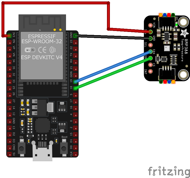 BMP388 / CJMCU-388 Barometric Pressure Sensor wiring with ESP32