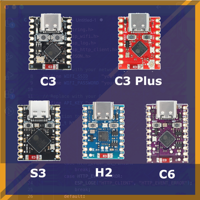 Compare all ESP32 Super Mini boards: C3, S3, C6, and H2. Exact dimensions (22.52 × 18 mm), battery charging specs, wireless features, software support, and which to pick for your project.