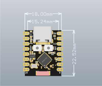 ESP32 C3 Super Mini dimensions - height, width