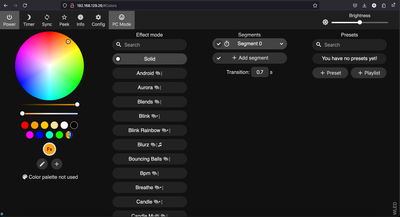 WLED Web Control Panel with Connected WiFi