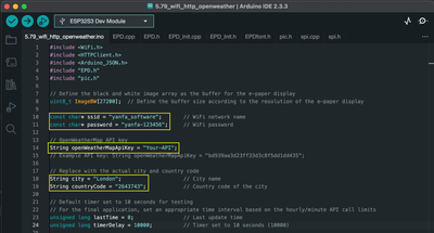 Modify Elecrow E-Paper OpenWeatherMap Example